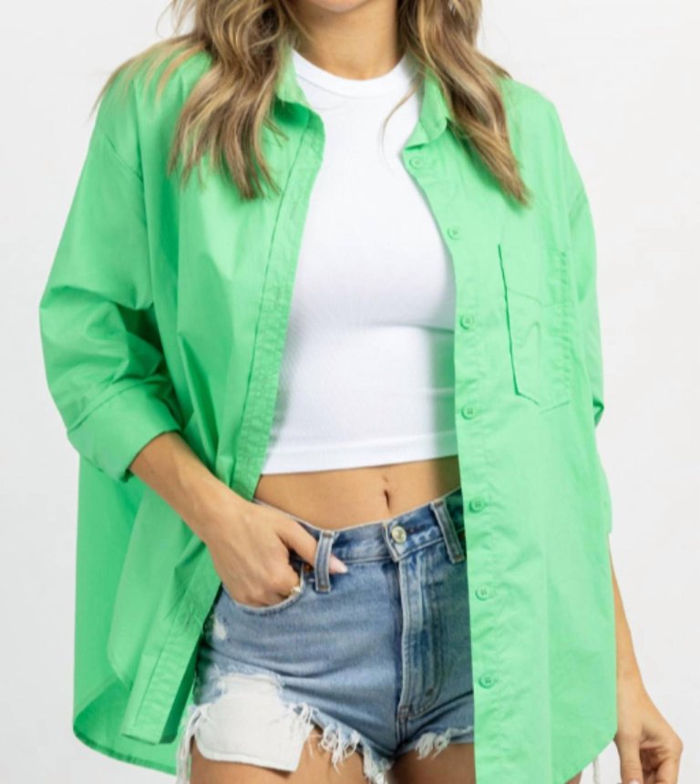 Kelly Relaxed Button Down In Green - Green