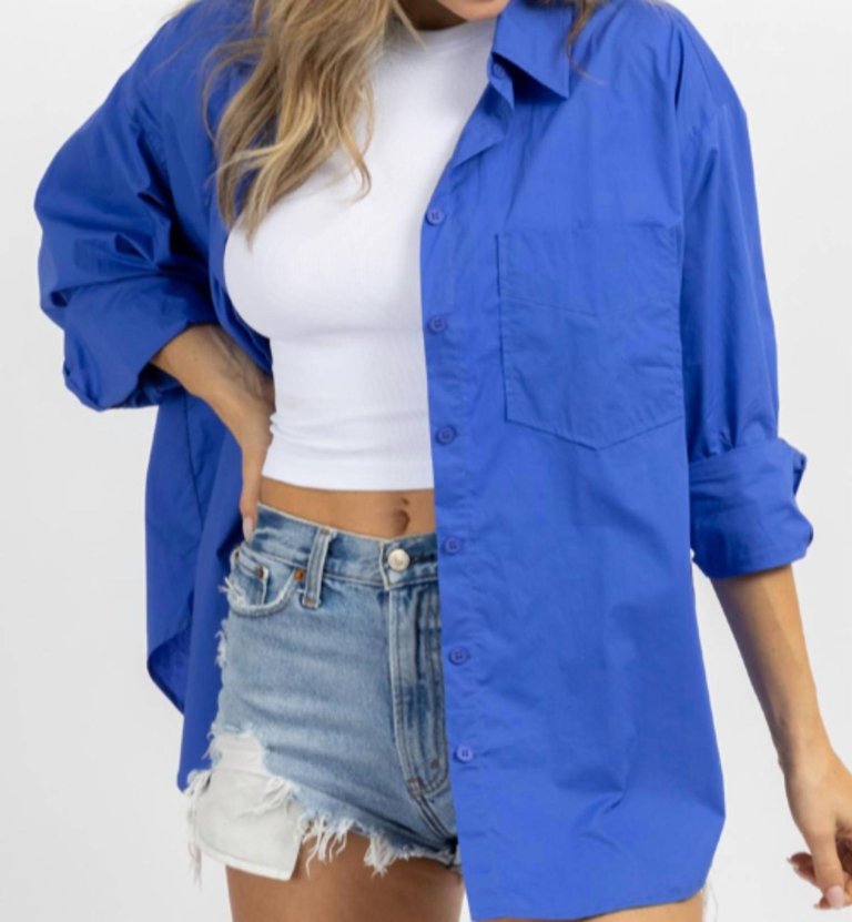 Relaxed Fit Button Down In Royal Blue