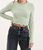 Ruffle Edge Ribbed Long Sleeve Crop Top In Sage - Sage