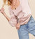 Satin Reversible Long Sleeve Crop Top In Pink