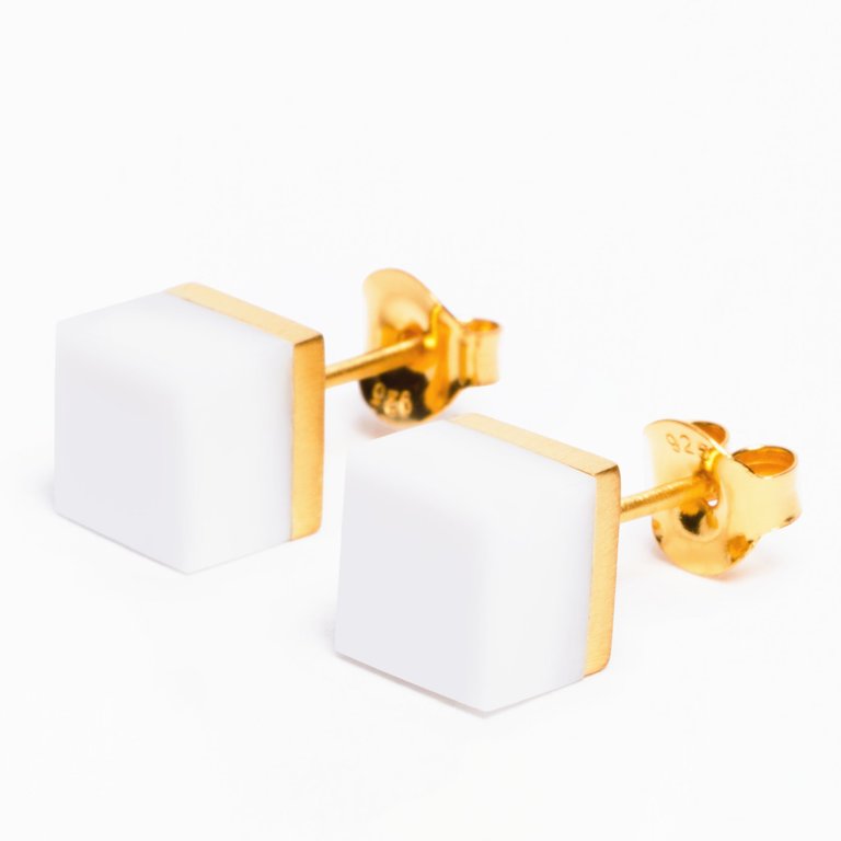Cubic Earrings - Agate Gemstones