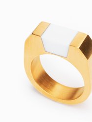 Syd Ring - Gold/white agate