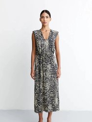Sabrina Vegan Silk Dress - Ivory Black Multi
