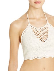 Dreamweaver Crochet Crop Bikini Top - White