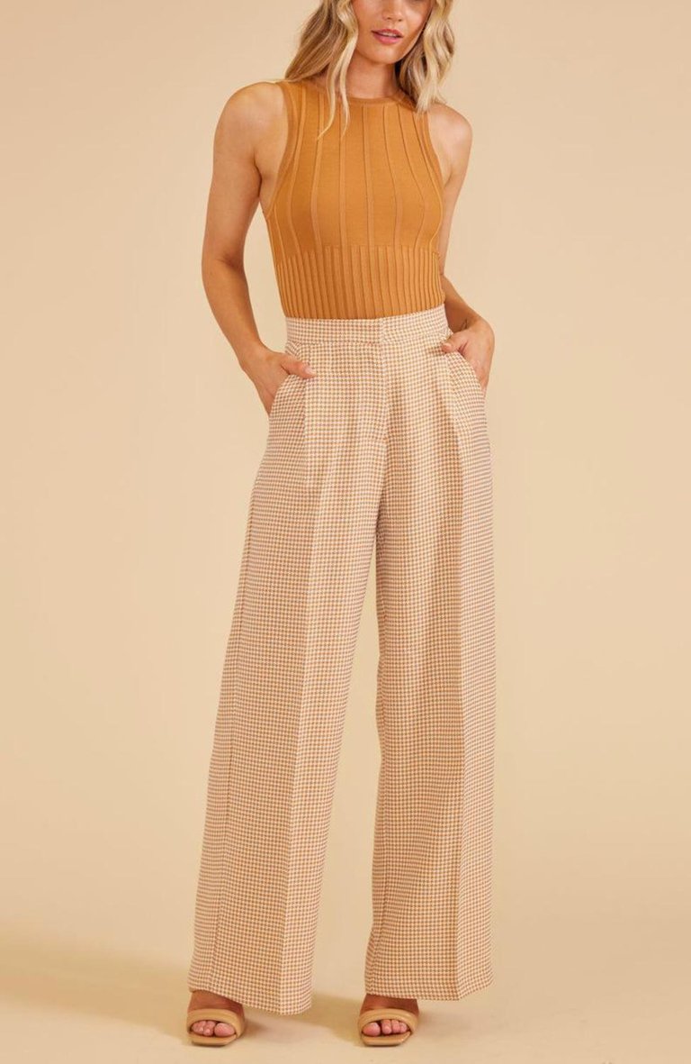 Kennedy Wide Leg Pant In Tan/white - Tan/White