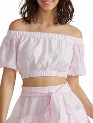Nive Cropped Top - Pink White Combo