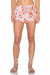Sea Animal Floral Tassel Side Ruched Shorts Pants - Pink