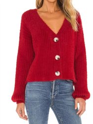 Skylar Rib Cardigan - Red