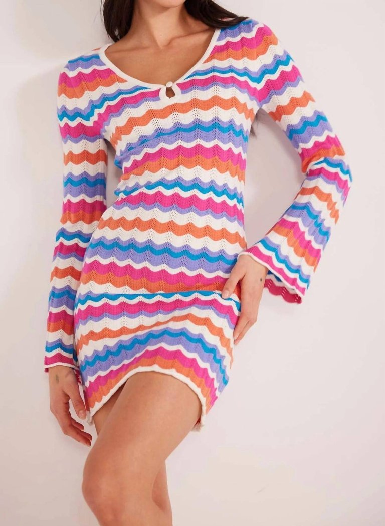 Wilma Pointelle Knit Dress In Multi Stripe