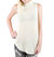 Women Bittersweet Chunky Wool Mock Neck Tunic Sweater Top - White