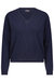 100% Cashmere Ls Shrunken V Neck - Navy