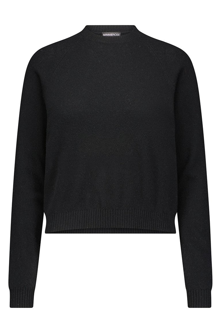 Cashmere 9gg Long Sleeve Shrunken Crew Sweatshirt - Black