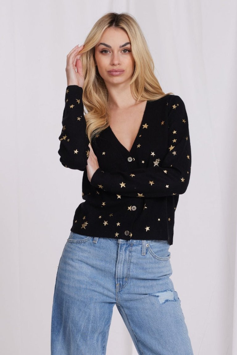 Cashmere Foil Star Cardigan