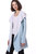 Cashmere Hooded Reversible Coat - Baby Blue/White