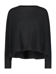 Cashmere Long Sleeve Cropped Crew Sweater - Black