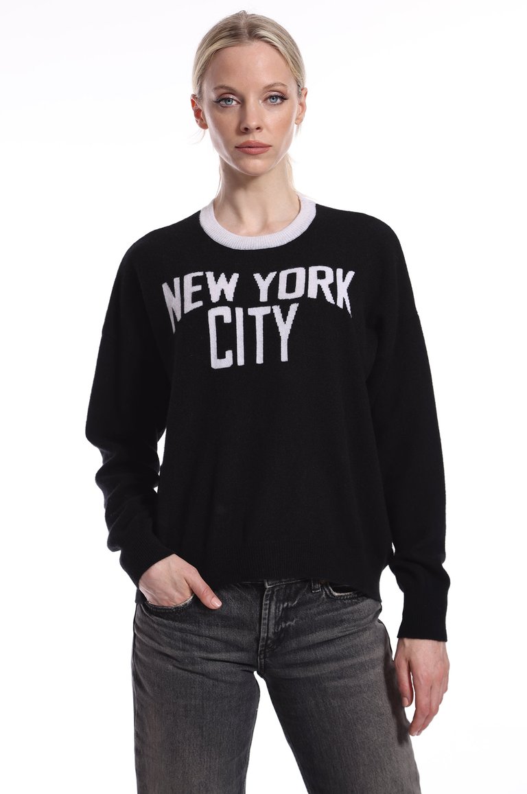 Cashmere New York City Crew - Black/White