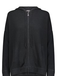 Cashmere Oversized Zip Hoodie - Black