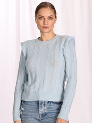 Cashmere Pointelle Crew Sweater - Baby Blue