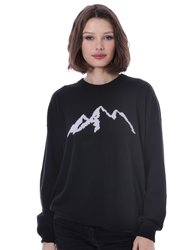 Cashmere Ski Mogul Crewneck Sweater - Black/White