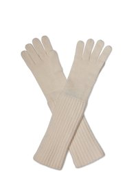 Cashmere Spandex Full Finger Gloves - Ecru