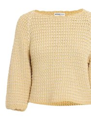 Chunky Tape Cotton Blend Textured Crew Pullover Sweater