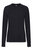 Cotton Cable Long Sleeve Crew With Frayed Edges Sweater - Black