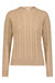 Cotton Cable Long Sleeve Crew With Frayed Edges Sweater - Brown Sugar
