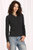 Cotton Cable Long Sleeve V-Neck With Frayed Edges Sweater - Black