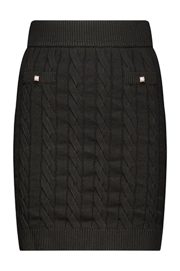 Cotton Cable Mini Skirt - Black
