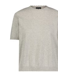 Cotton Cashmere Boxy Frayed Tee - Light Heather Grey