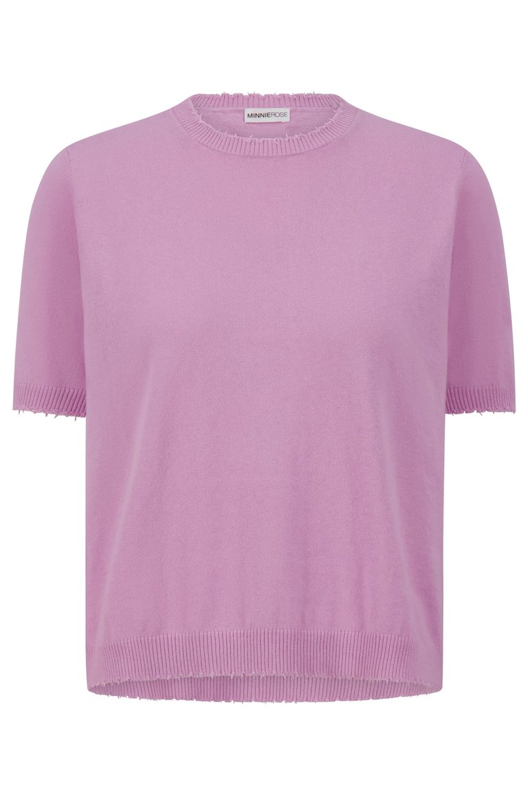 Cotton Cashmere Boxy Frayed Tee - Roseate