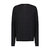 Cotton Cashmere Cable Crew With Ottoman Stripe Sleeve Sweater - Black