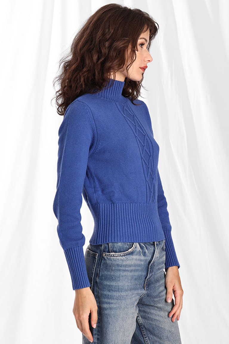 Cotton Cashmere Cable Turtleneck Sweater