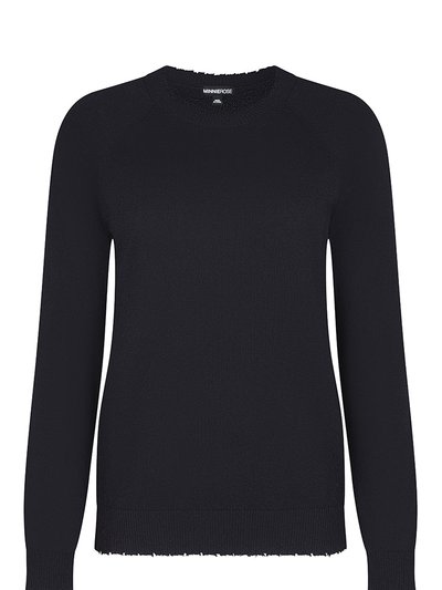 Minnie Rose Cotton Cashmere Frayed Edge Crew Sweater product