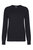 Cotton Cashmere Frayed Edge Crew Sweater - Black