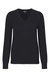 Cotton Cashmere Frayed Edge V Sweater - Black