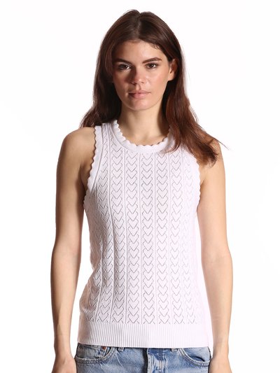 Minnie Rose Cotton Cashmere Heart Pointelle Scalloped Tank product