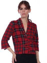 Cotton Cashmere Mixed Plaid Blazer  FINAL SALE - Red Combo