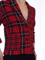 Cotton Cashmere Mixed Plaid Blazer  FINAL SALE