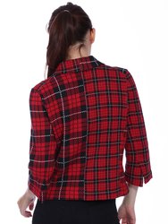 Cotton Cashmere Mixed Plaid Blazer  FINAL SALE