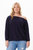 Cotton Cashmere Off The Shoulder Sweaters - Navy