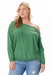 Cotton Cashmere Off The Shoulder Sweaters - Golf Green