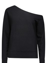 Cotton Cashmere Off The Shoulder Top - Black