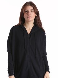 Cotton Cashmere Oversized Zip Hoodie - Black