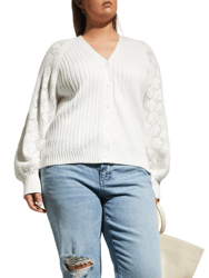 Cotton/Cashmere Pointelle Cardigan - White