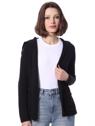 Cotton Cashmere Shaker Flyaway Cardigan with Pockets