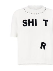 Cotton Cashmere Shi*t Frayed Edge Tee With Studs