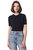 Cotton Cashmere Short Sleeve Cropped Center Cable Sweater - Navy