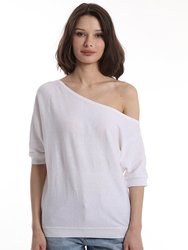 Cotton Cashmere Short Sleeve Off The Shoulder Top