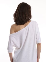 Cotton Cashmere Short Sleeve Off The Shoulder Top